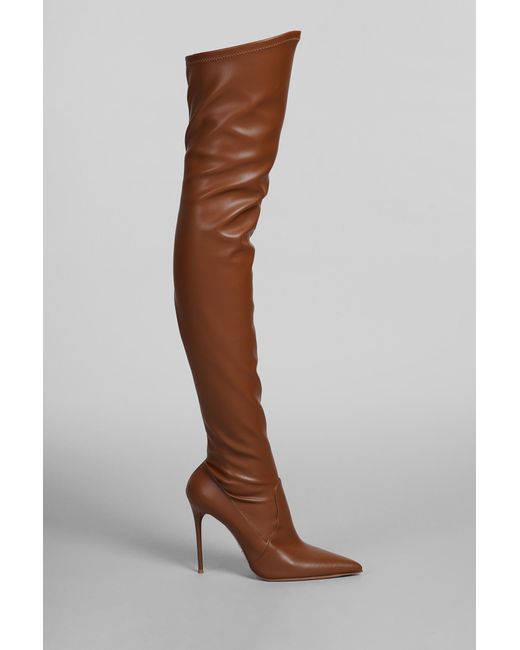 Sergio Levantesi Brown Laltra High Heels Boots In Leather Color Leather