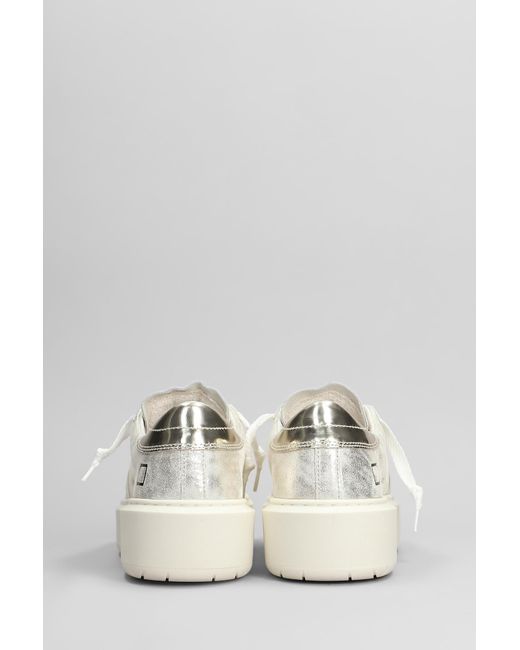 Sneakers Hill Low Platform in pelle e camoscio Platino di Date in White