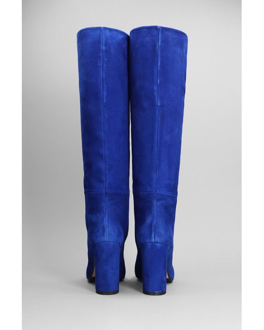 Anna F. High Heels Boots In Blue Suede Lyst