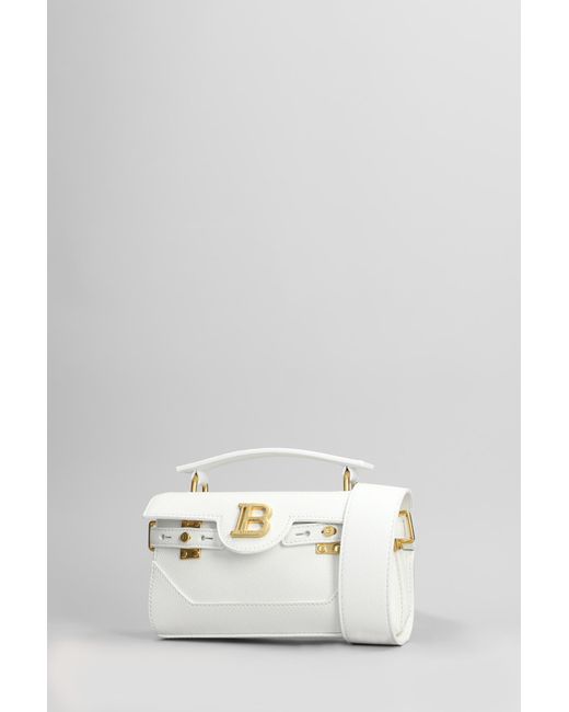 Borsa a spalla B buzz 19 in Pelle Bianca di Balmain in White