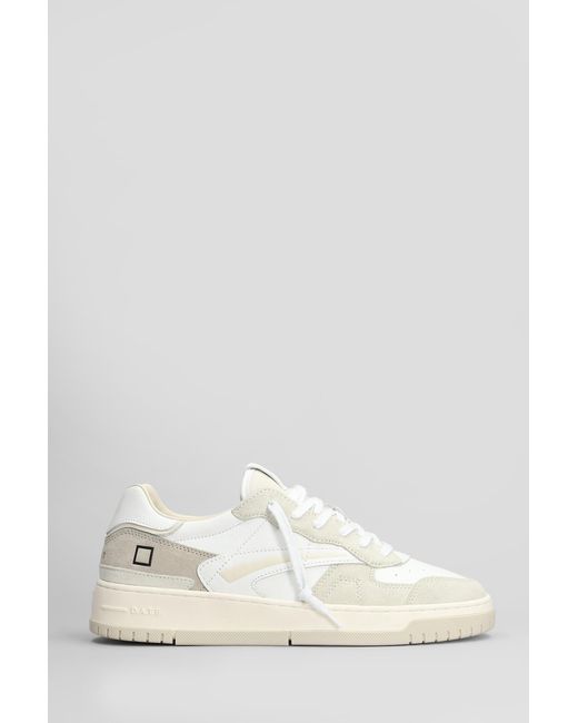 Sneakers Torneo Colored in pelle e camoscio Bianco di Date in White da Uomo