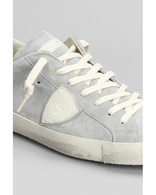 Sneakers Prsx Low in Camoscio Grigio di Philippe Model in White da Uomo