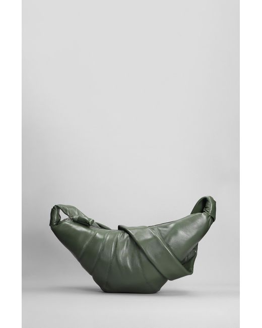 Lemaire Gray Meduim Croissant Shoulder Bag In Green Leather