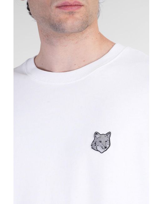T-Shirt in Cotone Bianco di Maison Kitsuné in White da Uomo