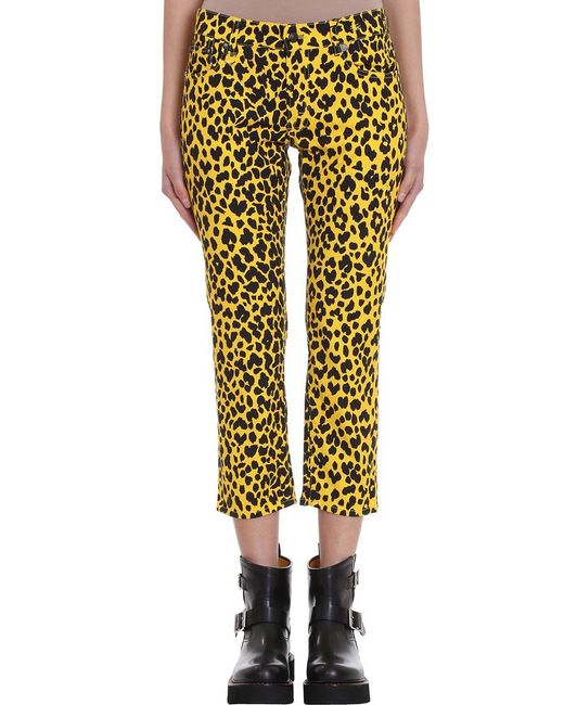 R13 Yellow Leopard Print Jeans