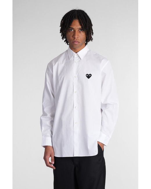 Camicia in Cotone Bianco di COMME DES GARÇONS PLAY in White da Uomo