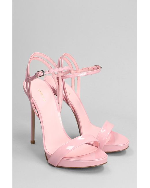 Le Silla Gwen Sandals In Rose-pink Patent Leather