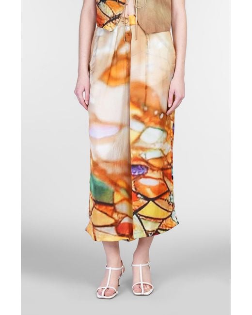 Yavi White Pants In Multicolor Polyamide Polyester