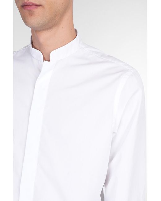 Camicia in Cotone Bianco di Lardini in White da Uomo