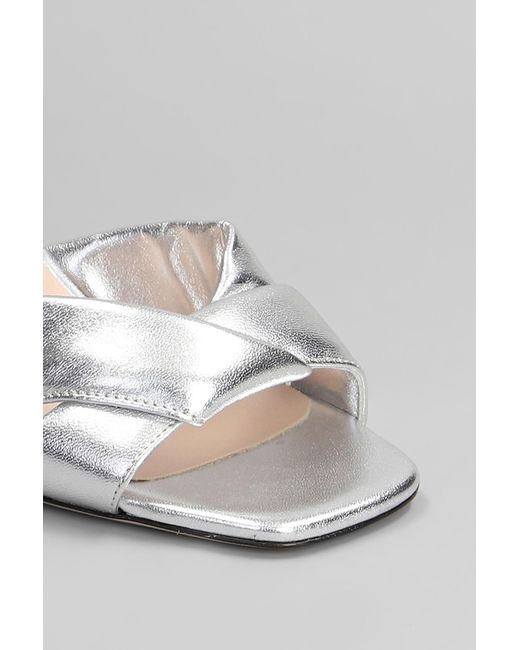 Evaluna White Sandals In Silver Leather