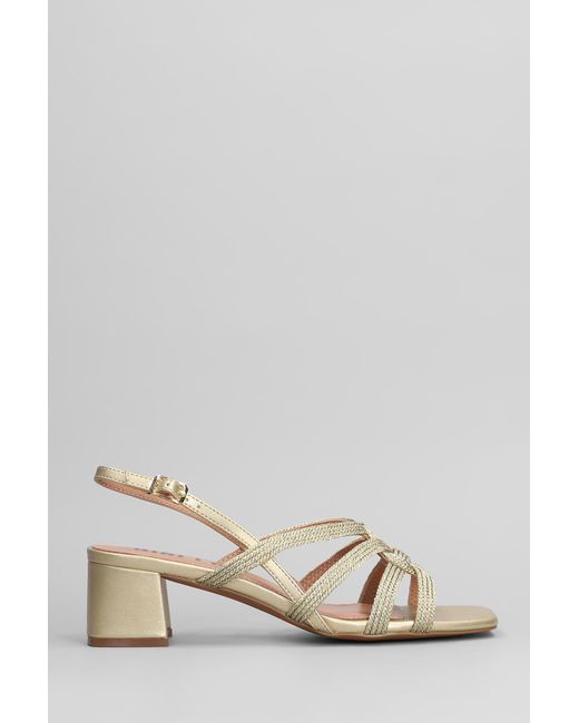 Bibi Lou Metallic Elea Sandals In Gold Leather And Fabric