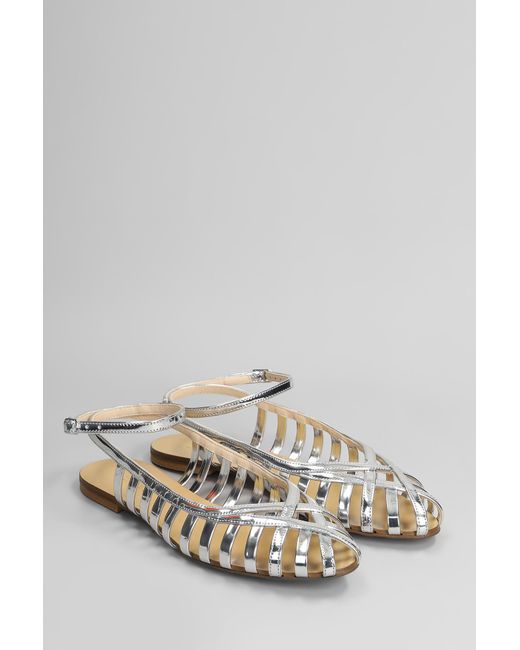 Sandali flats in Pelle Argento di Anna F. in White