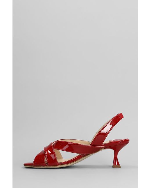 Anna F. Sandals In Red Patent Leather