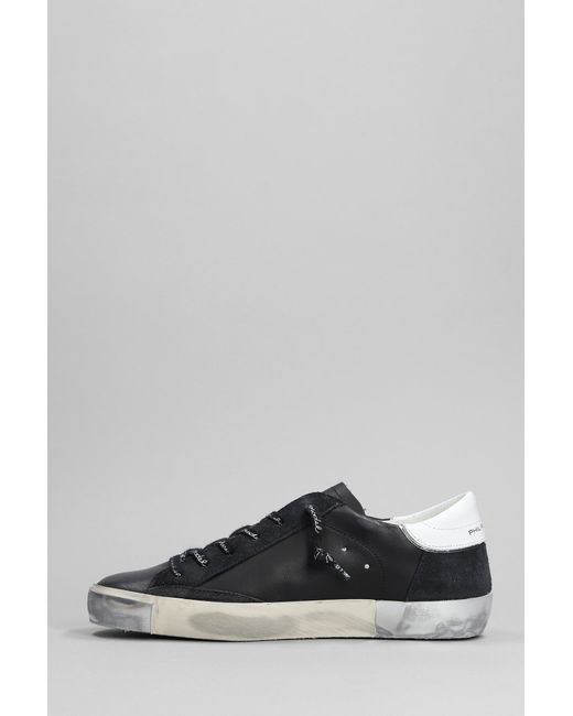 Sneakers Prsx Low in pelle e camoscio Nero di Philippe Model in Gray