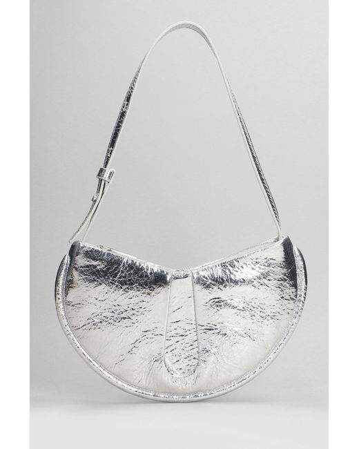 THEMOIRÈ White Ebe Pineapple Clutch In Silver Faux Leather