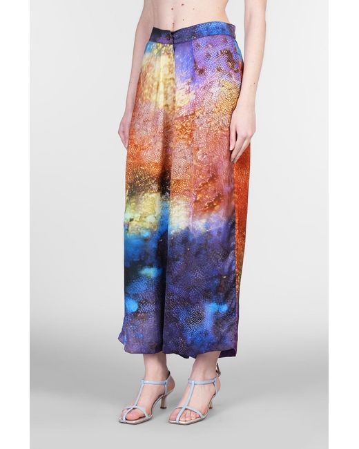 Yavi Blue Pants In Multicolor Polyamide Polyester