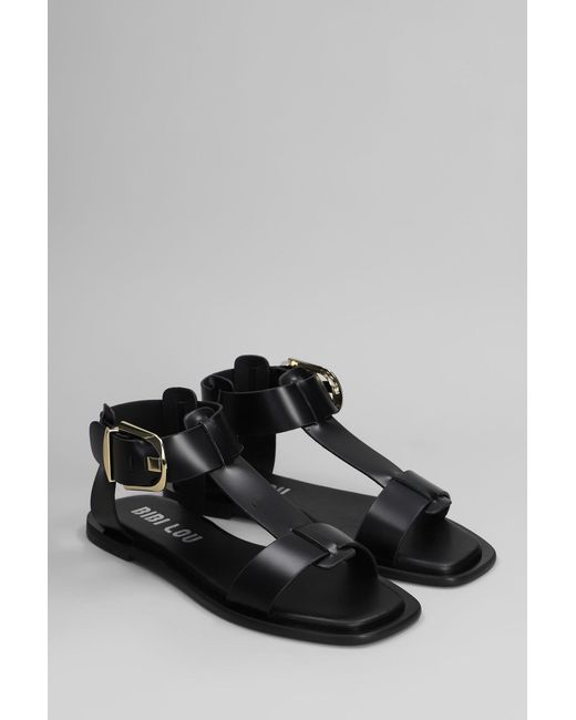 Sandali flats Sunny in Pelle Nera di Bibi Lou in Gray
