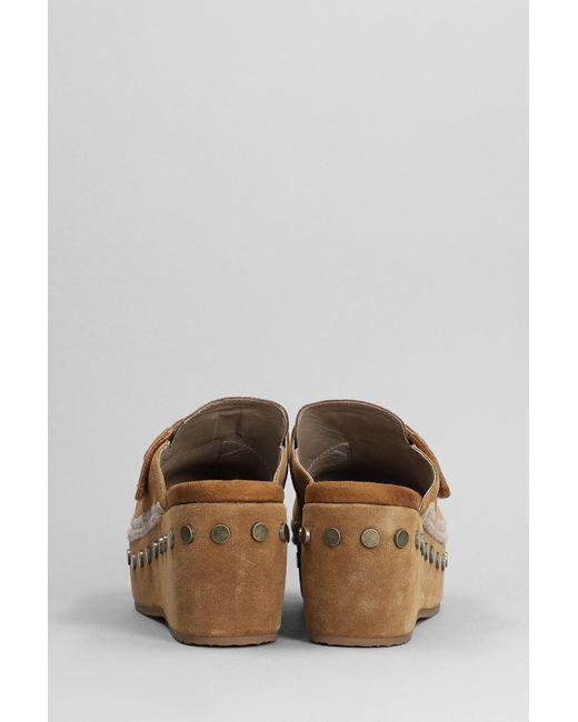 Mou Gray Clog Slipper-mule In Leather Color Suede