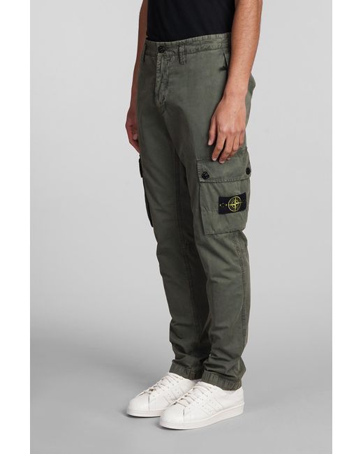 Stone Island Pants In Green Cotton for men
