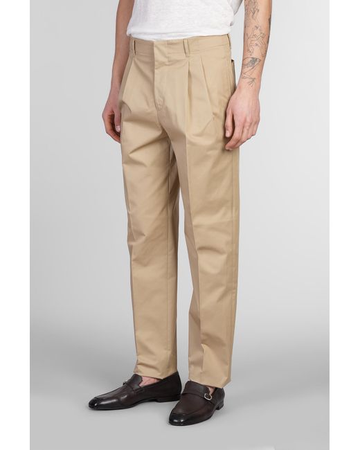 Pantalone in Cotone Beige di Lardini in Natural da Uomo