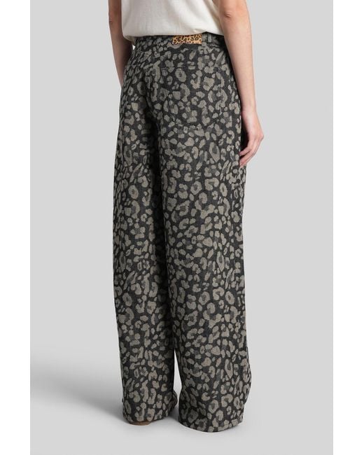Alanui Black Pants In Grey Wool