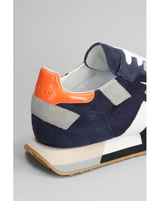 GHOUD VENICE Rush Multi Sneakers In Blue Suede And Fabric for men