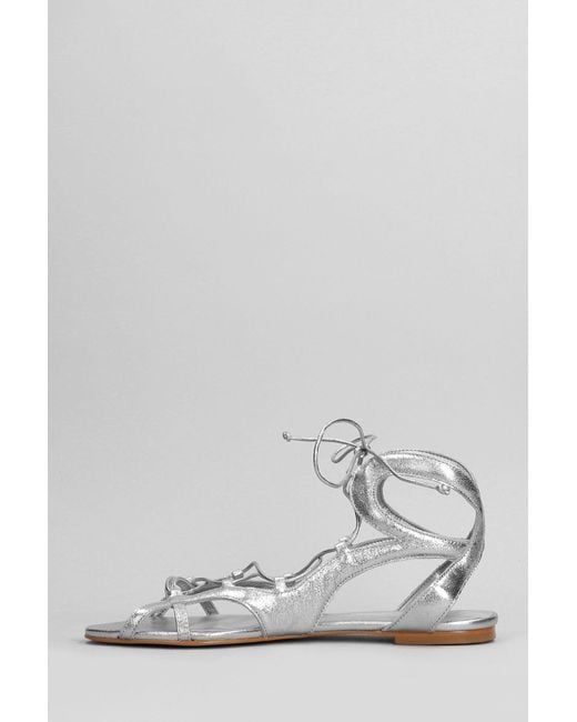 Sandali flats in Pelle Argento di Carrano in White