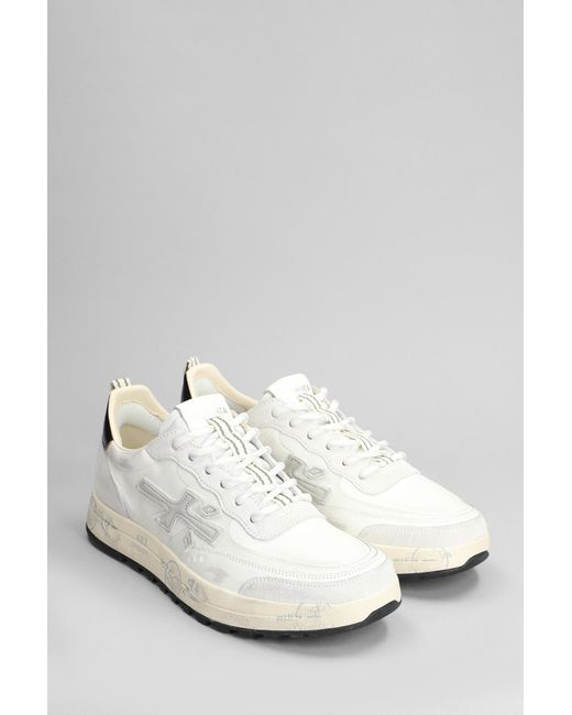 Premiata Nous Sneakers In White Suede And Leather for men