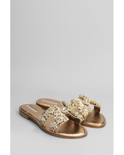 Sandali flats in Pelle Platino di EDDICUOMO in Multicolor