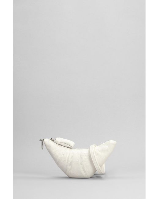 Lemaire Crossiant Coin Shoulder Bag In White Leather