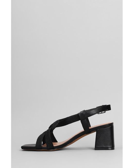 Bibi Lou Gray Alia Sandals In Black Leather And Fabric