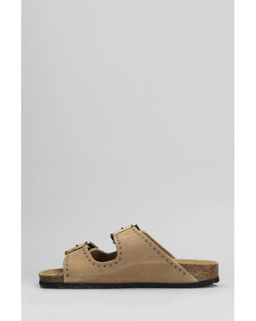 Cubanas Gray Amalia Flats In Taupe Suede