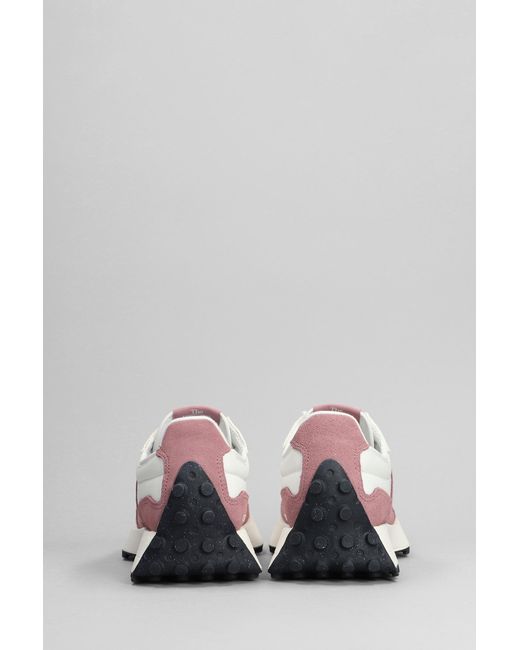 Sneakers 327 in Camoscio e Tessuto Bianco di New Balance in Pink