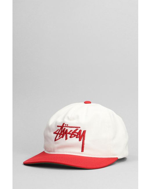 Stussy Red Hats In White Cotton for men