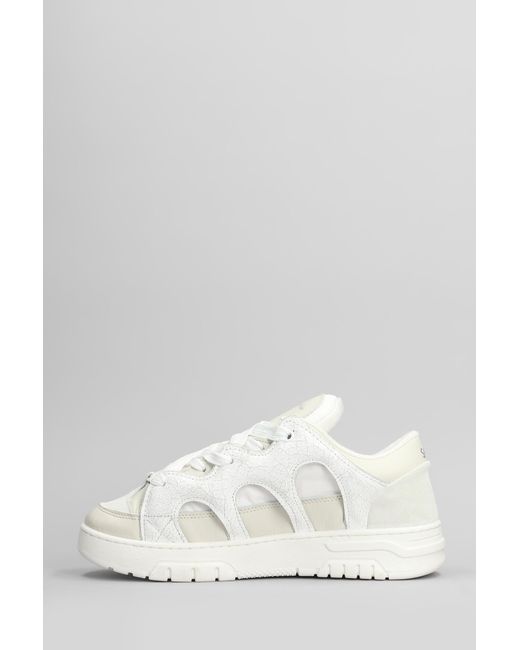 Sneakers 1 in pelle e tessuto Bianco di Santha in White