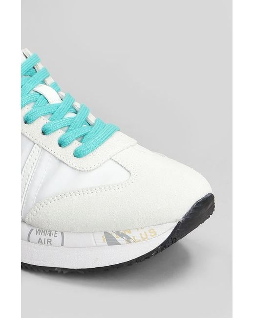 Sneakers Conny in Camoscio e Tessuto Bianco di Premiata in White