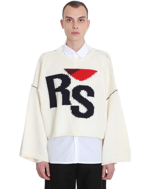 Raf Simons White Cropped Rs Sweater for men