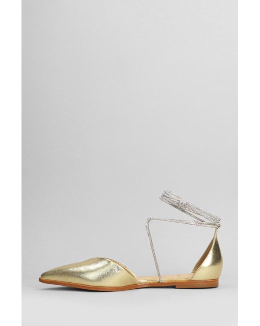 Carrano White Ballet Flats In Gold Leather