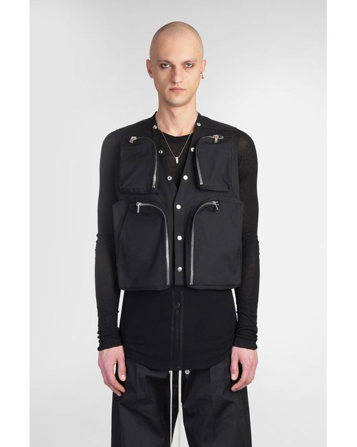 Rick Owens Cargo Vest Vest In Black Cotton for men