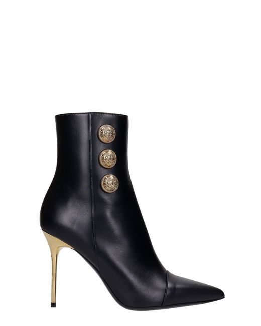 Balmain Roni High Heels Ankle Boots In Black Leather - Lyst