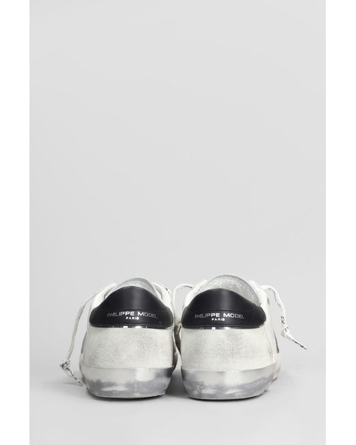 Sneakers Prsx Low in pelle e camoscio Bianco di Philippe Model in White da Uomo