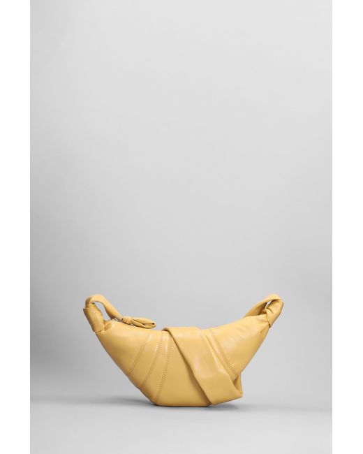 Lemaire Metallic Small Croissant Shoulder Bag In Yellow Leather