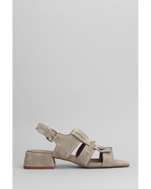 Carmens Gray Sally Trim Sandals In Taupe Suede