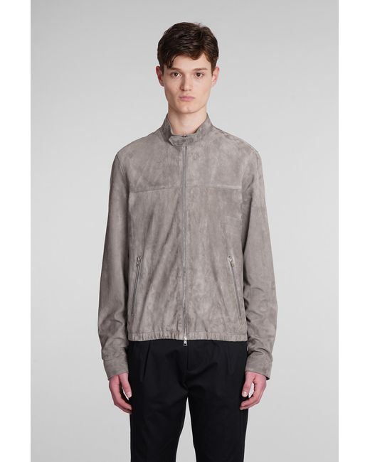 Low Brand Gray Bomber In Grey Suede for men