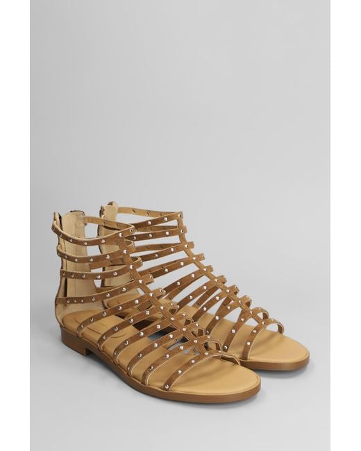 Sandali flats in Camoscio Marrone di Anna F. in Brown