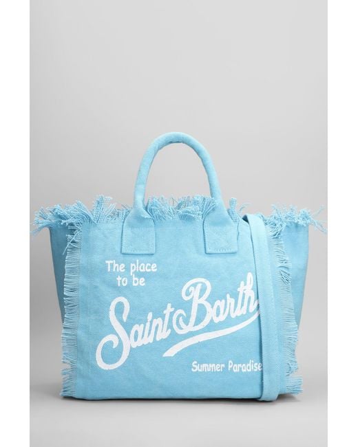 Tote Colette in Cotone Celeste di Mc2 Saint Barth in Blue