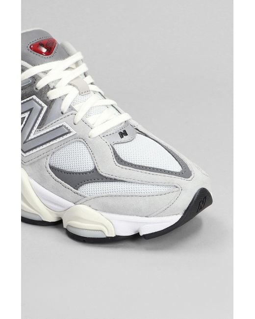 New Balance White 9060 Sneakers In Grey Suede And Fabric for men