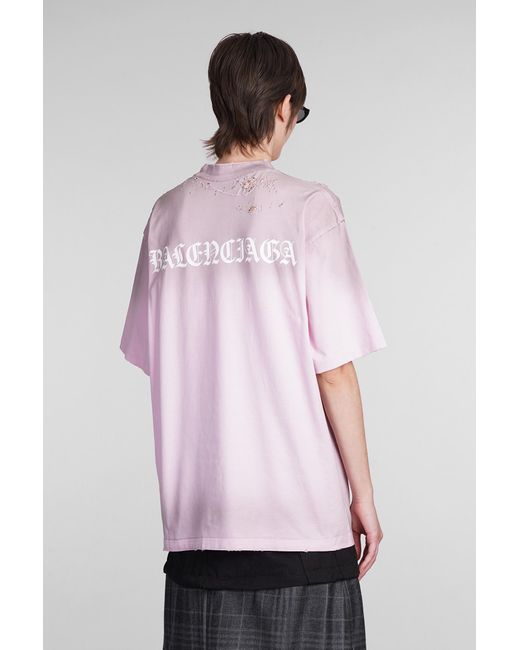 T-Shirt in Cotone Rosa di Balenciaga in Pink