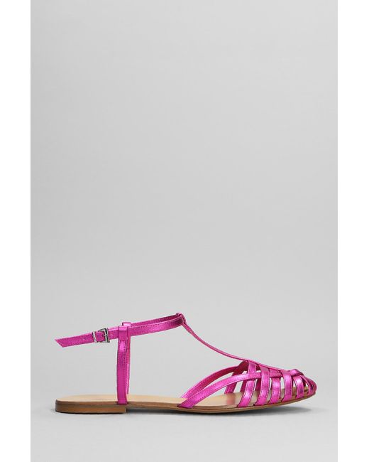 Anna F. Flats In Fuxia Leather in Pink | Lyst