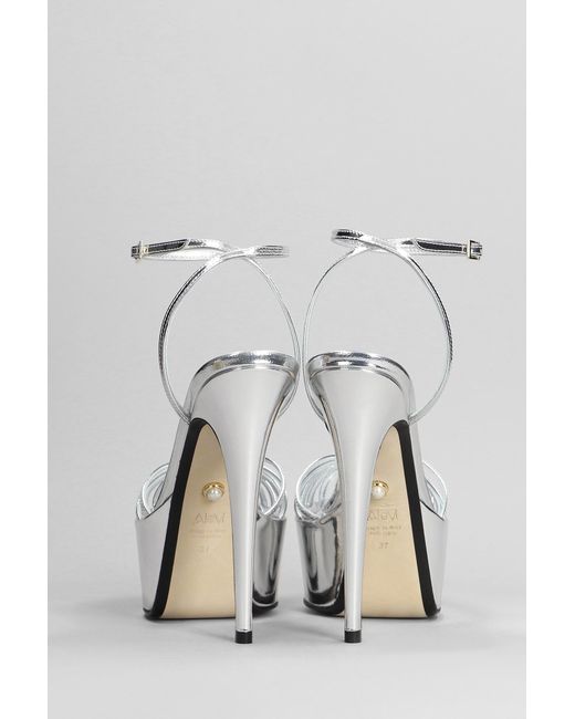 ALEVI White Clio 90 Sandals In Silver Leather